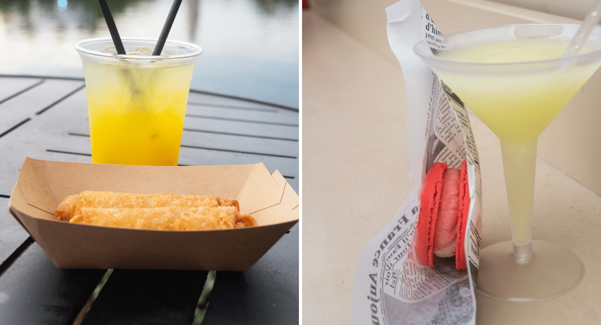 Food from China and France in the Epcot World Showcase