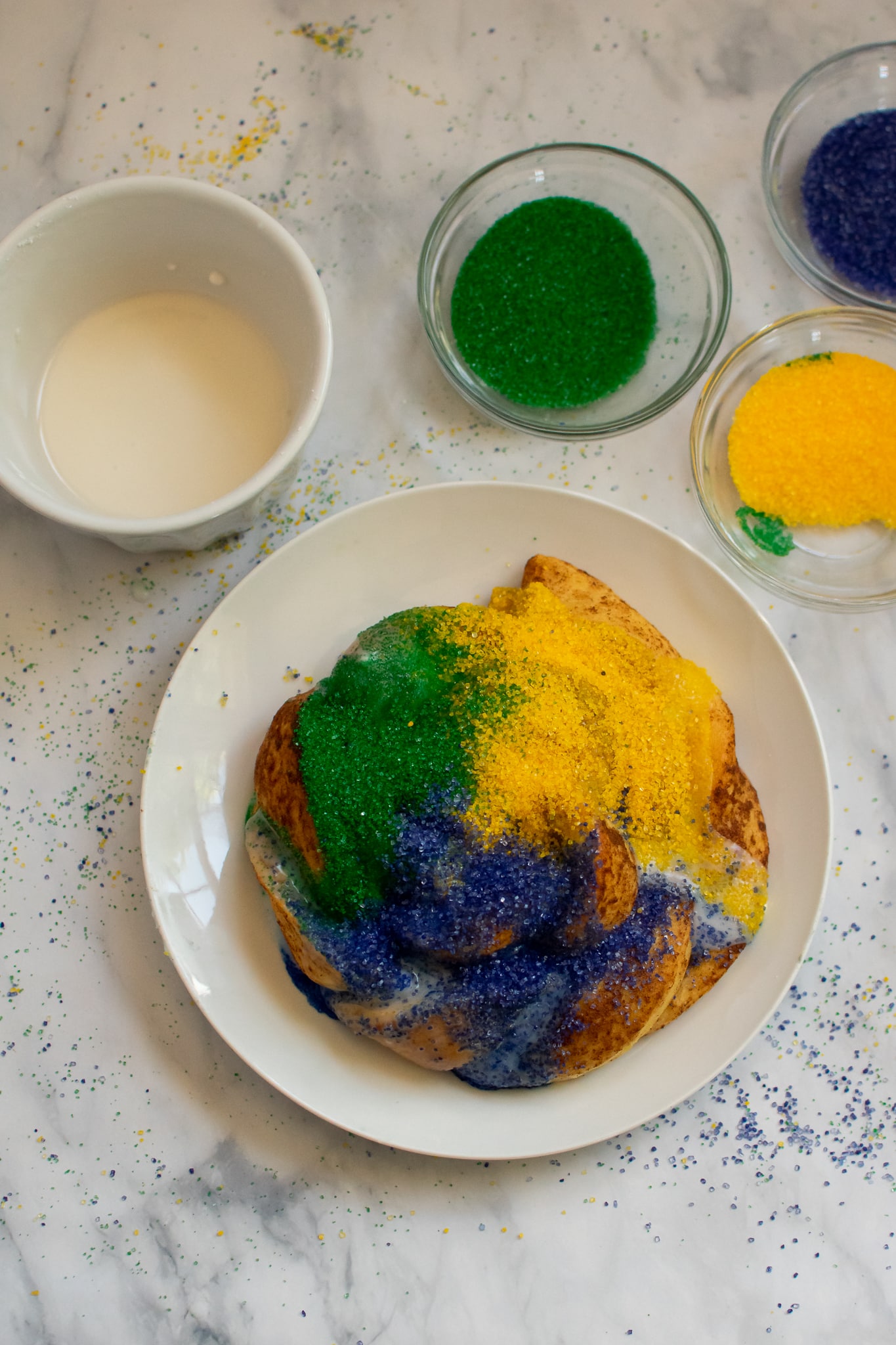 DIY Mini king cake with sprinkles