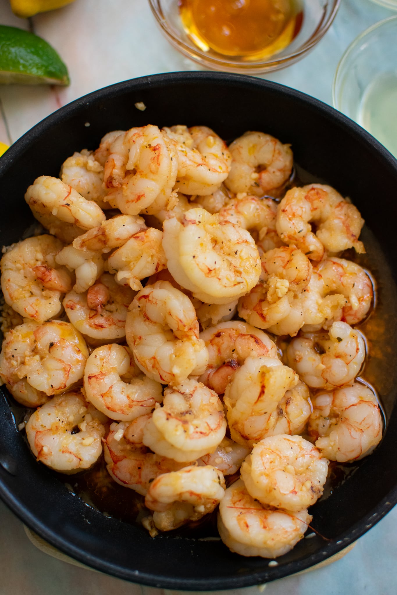 Easy 30-Minute Shrimp Tacos with Creamy Lime Slaw - cooked shrimp