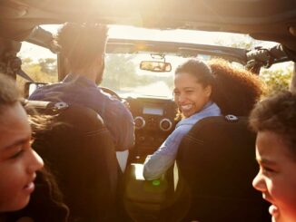 Family with two children going on a road trip from New Orleans