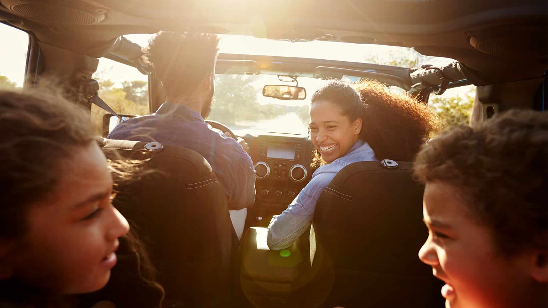 Family with two children going on a road trip from New Orleans 