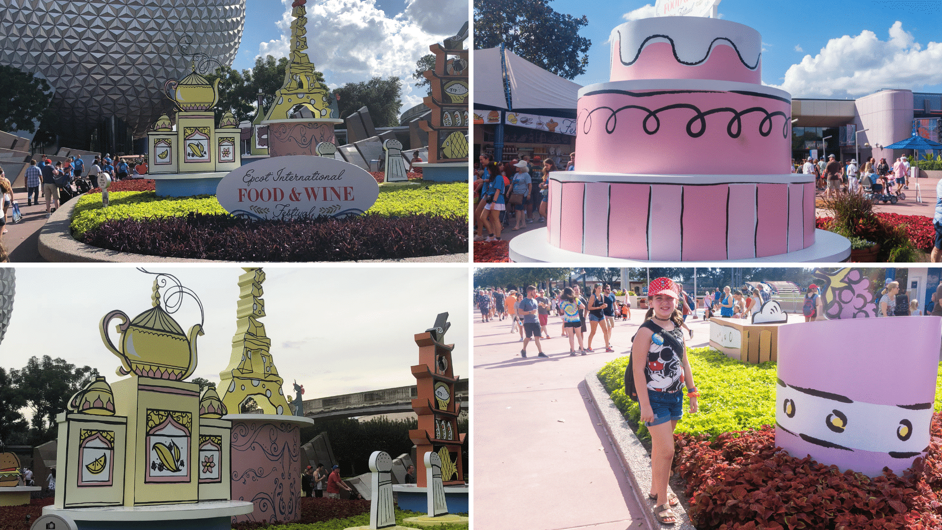 Entrance of Epcot during the Food and Wine Festival in the Fall.