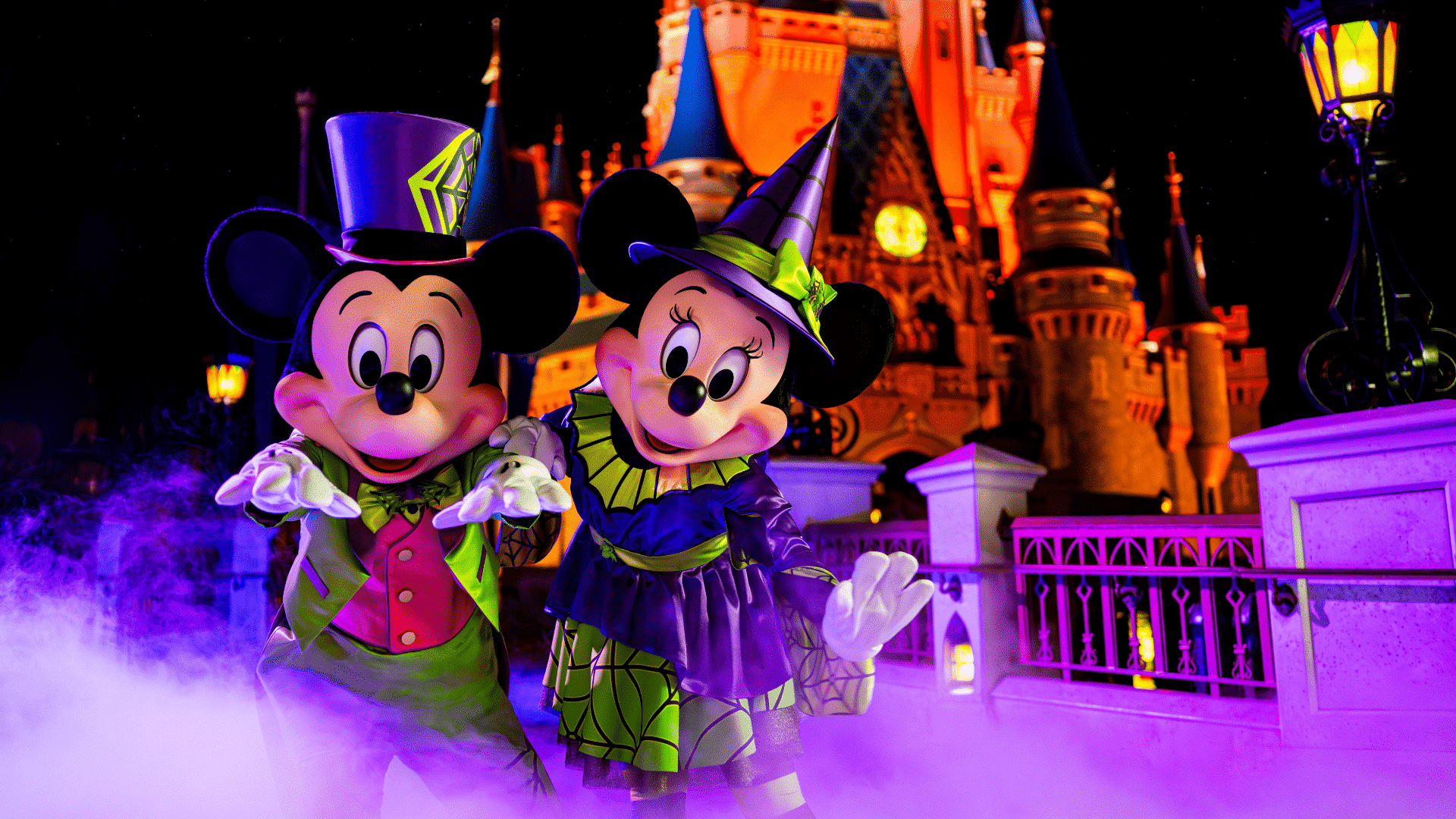 Minnie and Mickey dressed up for Mickey's Not So Scary Halloween Party at Walt Disney World