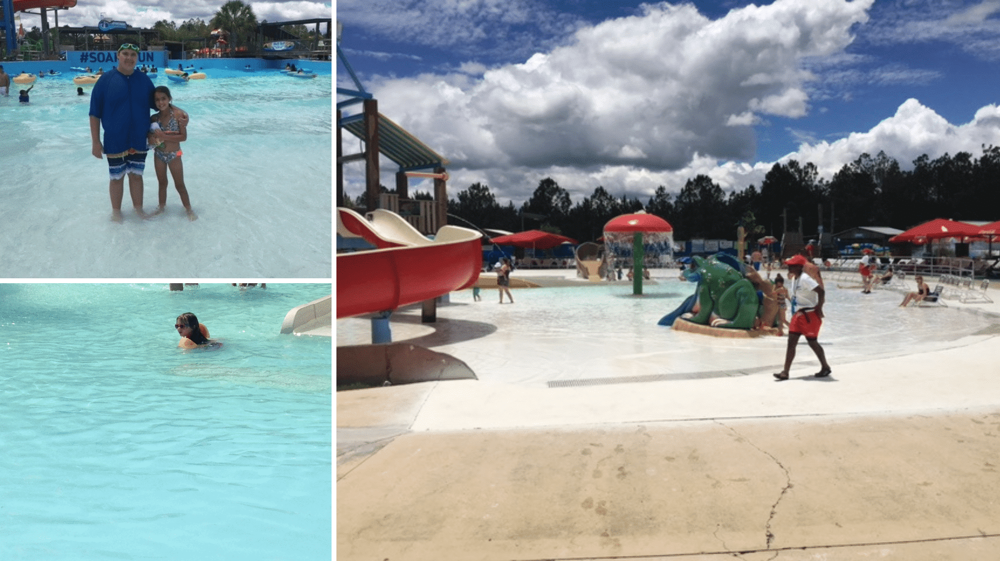 Families and children playing and swimming at Gulf Islands Waterpark in Gulfport, Mississippi 