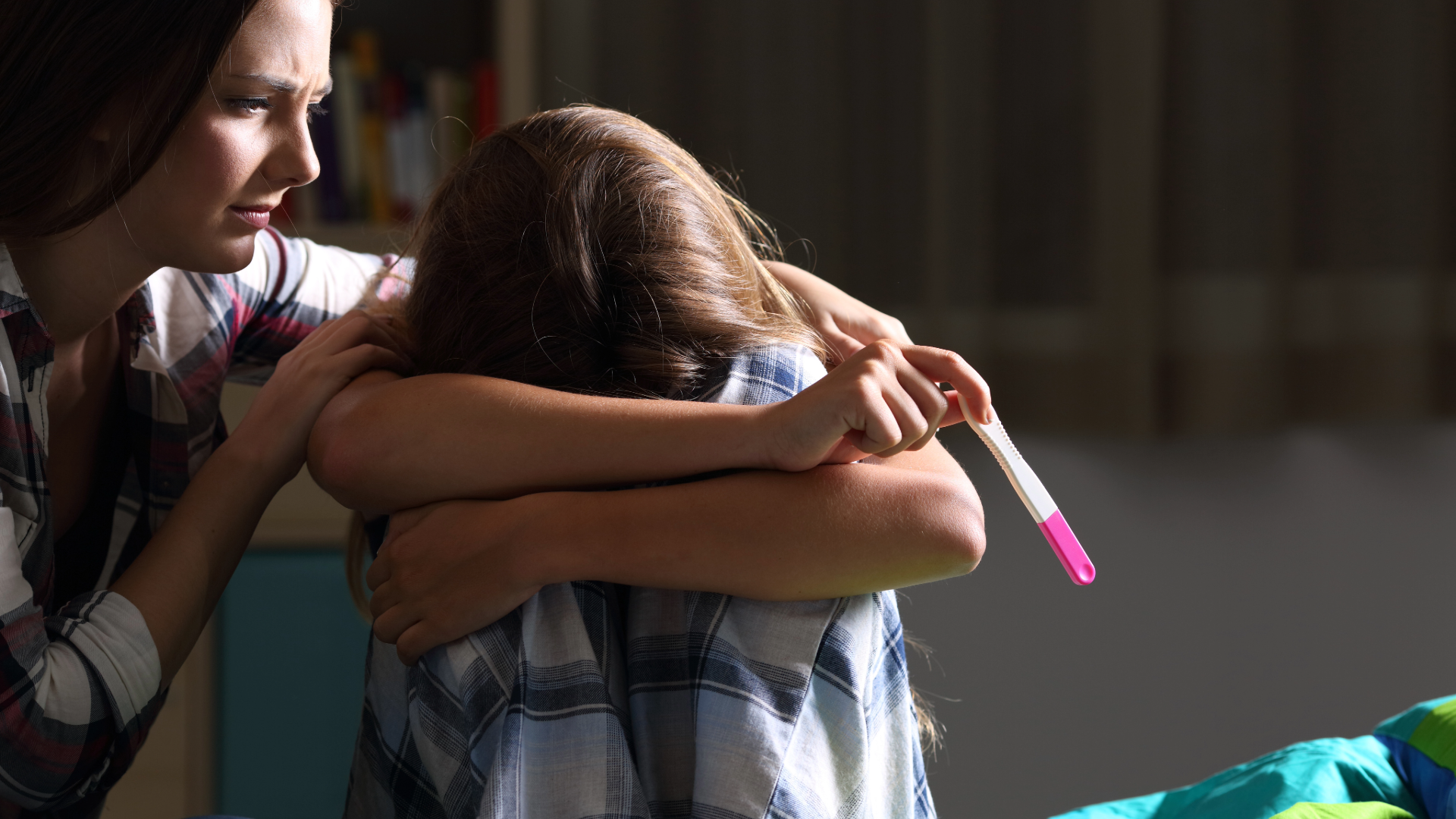 pregnant teen and friend upset 