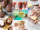Collage of summer desserts: ice cream cupcakes, fruit salad, watergate salad, ice cream sandwiches, pudding pops