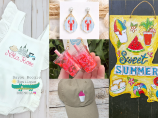 New Orleans summer Etsy Finds: Baby Bubble, Oyster Shell Earrings with Crawfish, Strawberry Lemonade Earrings, Snoball Hat, Louisiana Summer Door Hanger